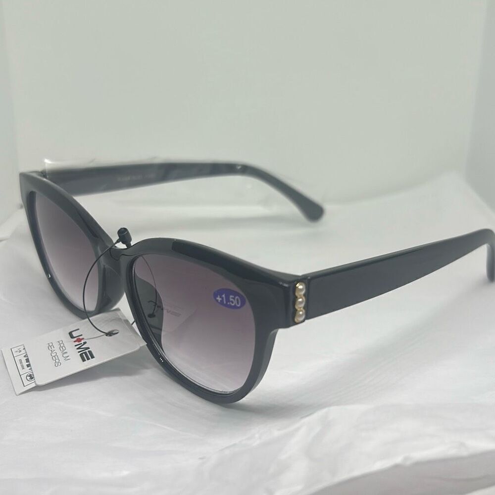 U-ME Women’s Cat Eye Reading Sunglasses +1.50 with UV Protection – Pearl Accent